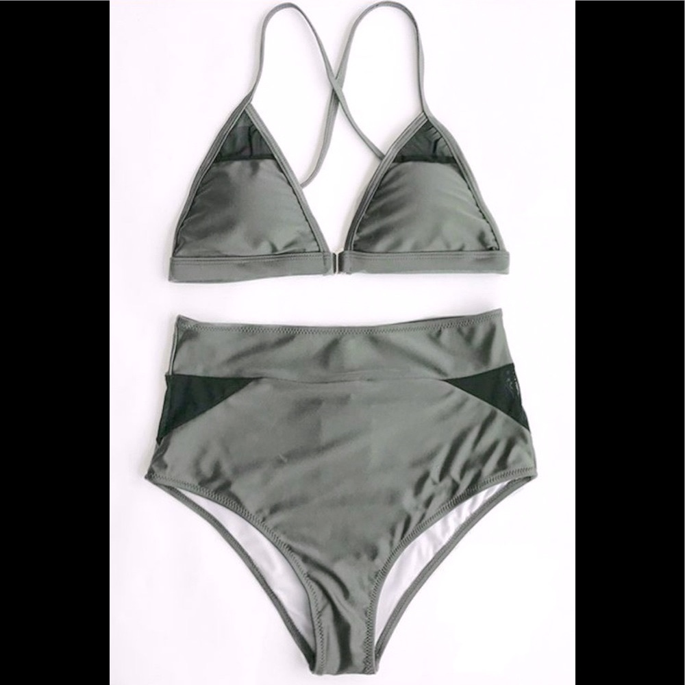 Cupshe High Waist Mesh Cutout Bikini
